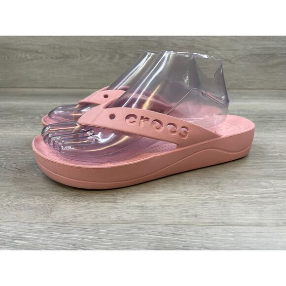 Crocs Baya Women's Sandal Platform Flip Flop Thong Slip-On Rubber 8 Pink Shoes - Picture 3 of 11
